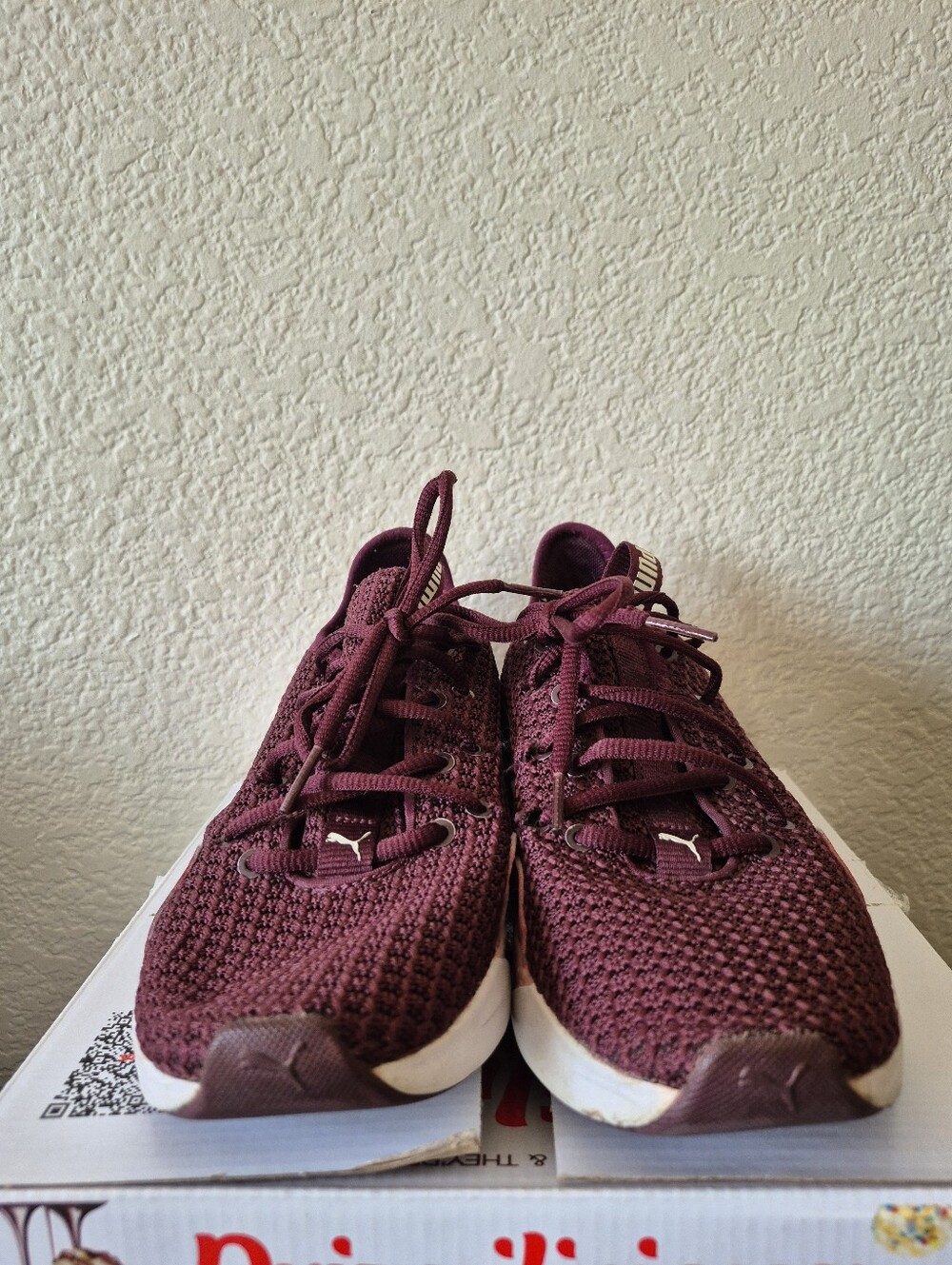 Puma Women’s Burgundy and Pink Knit Sneakers - Picture 4 of 9